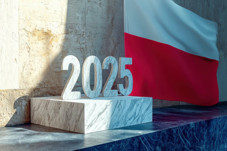 Poland in the year 2025 stands out as a powerful symbol of national progress and unityの素材