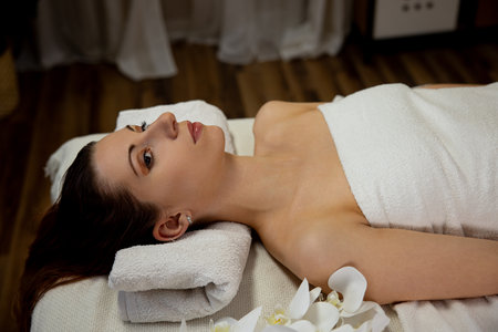 Indulge in a Relaxing Spa Treatment that Offers a Tranquil Atmosphere and Wellness Vibesの写真素材