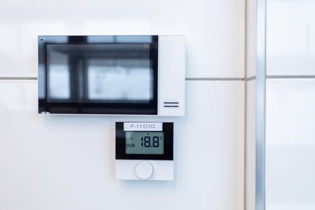 This modern kitchen appliance features a digital thermostat for convenience