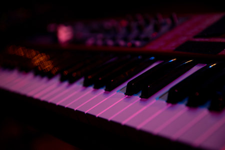 A Detailed CloseUp of a Beautifully Colorful Keyboard Enhanced with Dramatic Lighting Effects