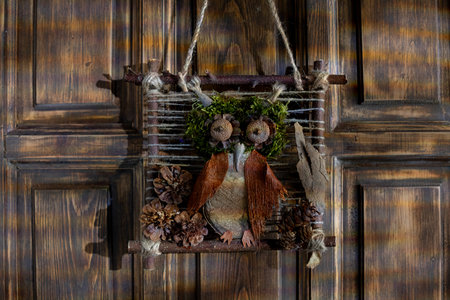 Decorative Owl Art for Rustic Home Dcorの写真素材