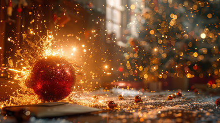 Sparkling Christmas Ornament with Glowing Lights for celebrating the holidays cheerfullyの素材
