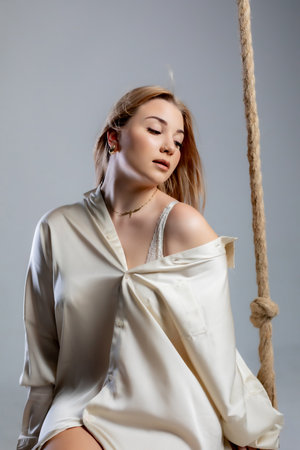 A Stunning and Elegant Portrait of a Model with Soft and Ample Lighting to Enhance Beautyの写真素材