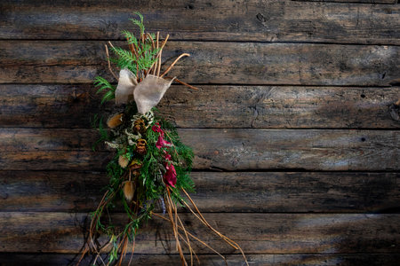 Rustic and Charming Decorative Arrangement Featuring Natural Elements and Textures Galoreの写真素材