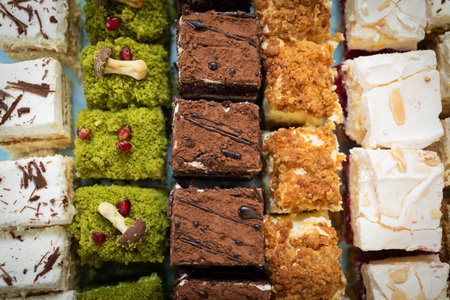 A Delicious and Diverse Assortment of Exquisite Middle Eastern Sweets and Pastries Galoreの写真素材