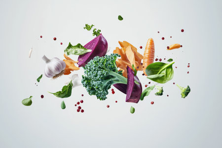 Experience Vibrant Fresh Vegetables in Motion for Promoting Healthy Eating Habitsの素材