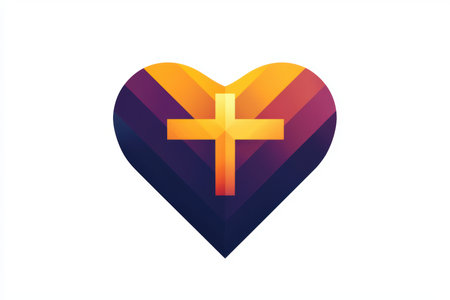 A Heartshaped symbol featuring a Cross, representing both Faith and Love in designの素材
