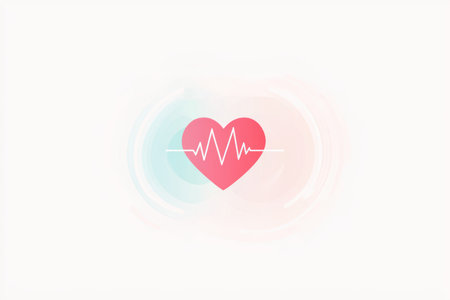 An artistic illustration manifesting the concepts of a heartbeat and the symbol of loveの素材