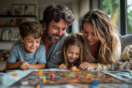 Enjoying a delightful Family Game Night filled with fun activities and board games for allの素材