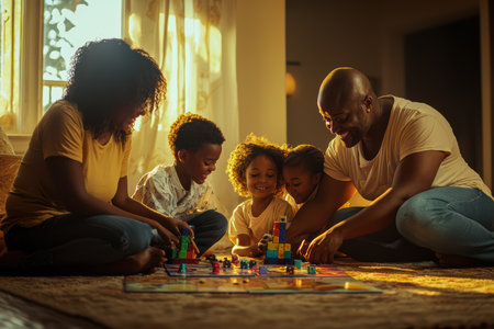 Family Bonding Time Enjoy Playing Fun Games Together at Home for Quality Momentsの素材