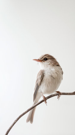 An Elegant Small Songbird Lovingly Perched on a Branch, Observing Its Peaceful Surroundingsの素材