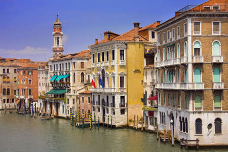 Old, colorful buildings along the canal in Venice, Italyのeditorial素材