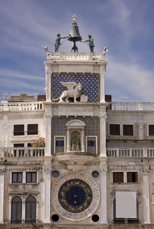 24hr clock face on a building, Saint Marcus Place in Venice, Italyのeditorial素材