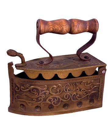 vintage bronze rarity antique flatiron isolated on white background の写真素材