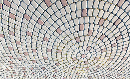 Modern rock causeway. Gray and red square bricksの写真素材