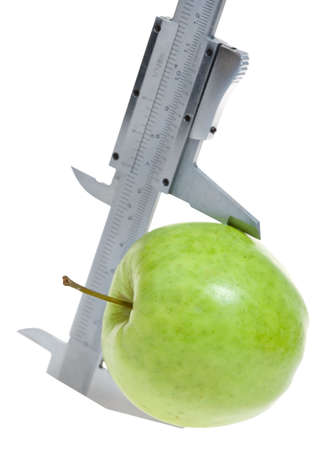 Trimmel with apple isolated on white.の写真素材