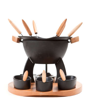 Fondue set for six, isolated. Clipping pathの写真素材