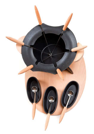 Fondue set for six, isolated. Clipping pathの写真素材