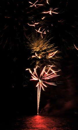 Fireworks entertainment on the lakeの写真素材