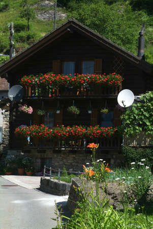 old house at Ponto Valentino on Blenio valleyのeditorial素材