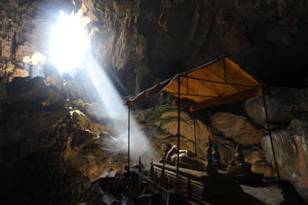 The cave of Pukham near Vang Vieng on Laosの写真素材