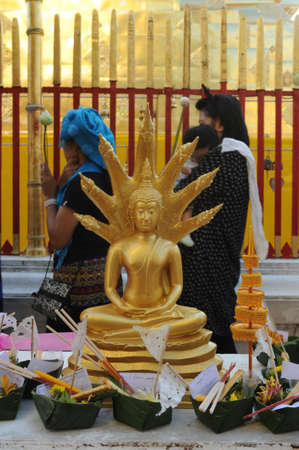 The temple of Wat Phra That Doi Suthep at Chiang Mai on Thailandの写真素材