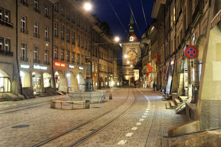 Alley to clock tower at Bern on Switzerland
