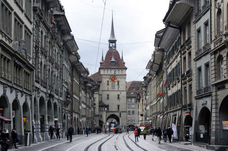 Alley to prison tower at Bern on Switzerlandのeditorial素材