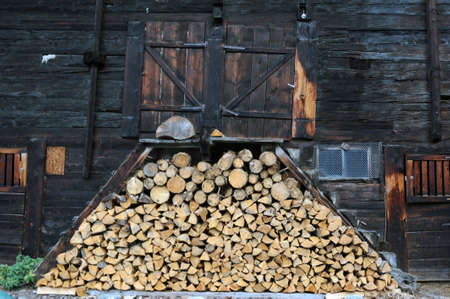 Wooden chalet at Geschinen on the Swiss alps