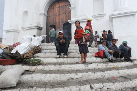 Indians in front of church of Santo Tomas at Chichicastenango on Guatemalaのeditorial素材