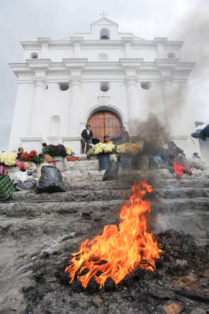Church of Santo Tomas at Chichicastenango on Guatemalaのeditorial素材