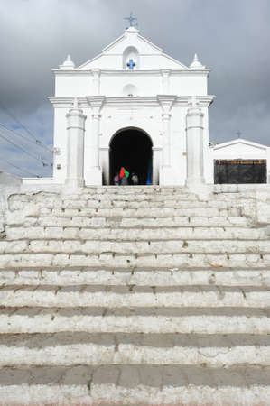 Indians in front of church of  El Calvario at Chichicastenango on Guatemala