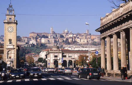 The town of Bergamo on Italyのeditorial素材