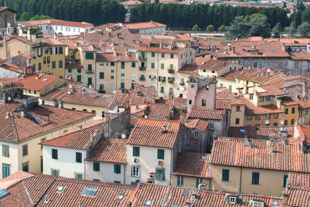 Amphitheater square at Lucca on Italyの写真素材