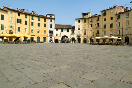 Amphitheater square at Lucca on Italyのeditorial素材