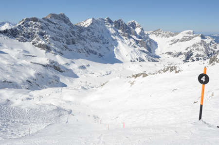 Sci slope of Engelberg on the Swiss alps