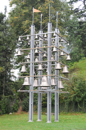 Bells of a glockenspiel at Sisikon on Switzerlandの写真素材
