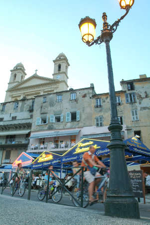 Bastia,Corsica,France - 18 July 2006: People  dining on a restaurant at the citadel of Bastia on Corsica, Franceのeditorial素材