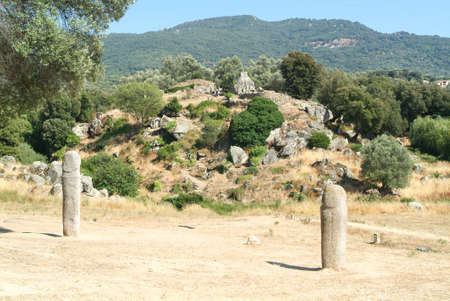 Menhir statue at the archaeological site of Filitosa on Corsica island, Franceの写真素材