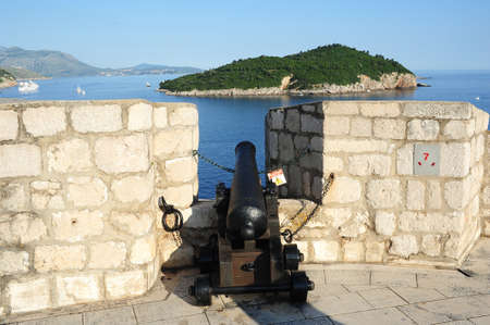 City wall of the old town of Dubrovnik on Croatiaの写真素材