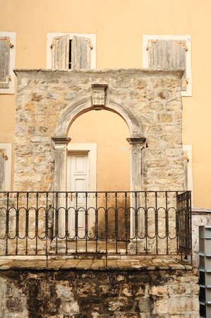 Old door on the citadel of Budva on Montenegroの写真素材