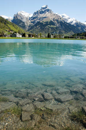 The village of Engelberg on the Swiss alpsの写真素材