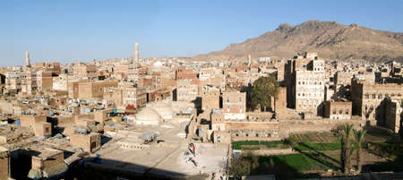 The decorated houses of old Sana on Yemen,の写真素材