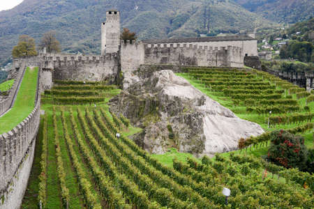 The Fort of Castelgrande at Bellinzona on the Swiss alpsのeditorial素材