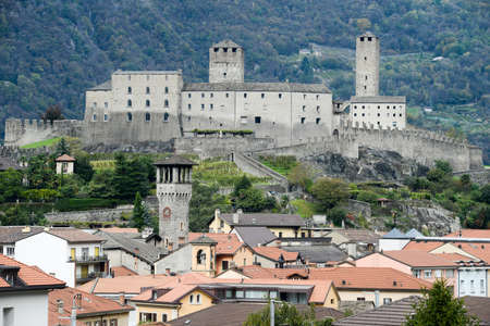 The Fort of Castelgrande at Bellinzona on the Swiss alpsのeditorial素材