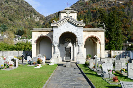 The cemetery of San Fedele at Verscio on Switzerlandのeditorial素材