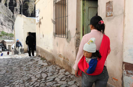 Iruya, Argentina - 25 January 2011: indian people on the streets of iruya on the Argentina andesのeditorial素材