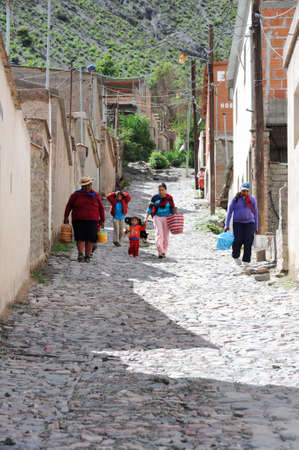 Iruya, Argentina - 25 January 2011: indian people on the streets of iruya on the Argentina andesのeditorial素材