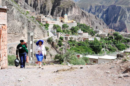Iruya, Argentina - January 25, 2011: Indian people on the streets of Argentina Iruya on the andesのeditorial素材