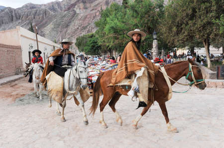 PURMAMARCA, ARGENTINA - 27 January 2011: Gauchos on traditional festival in Purmamarca, province Jujuy, northen Argentinaのeditorial素材
